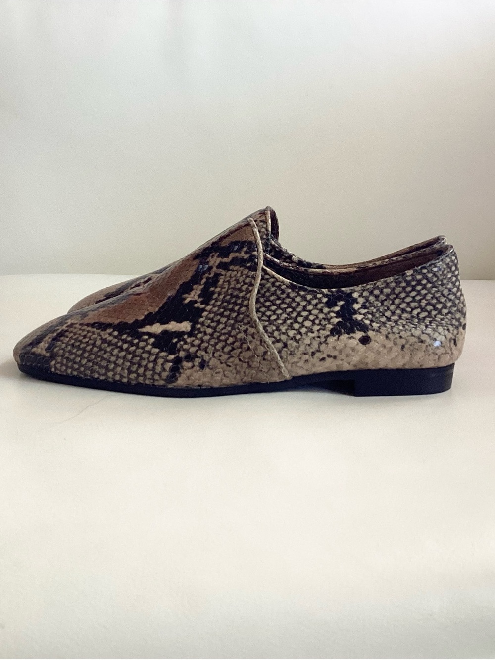 Aquatalia Snake-Print Loafer in Brown and Black